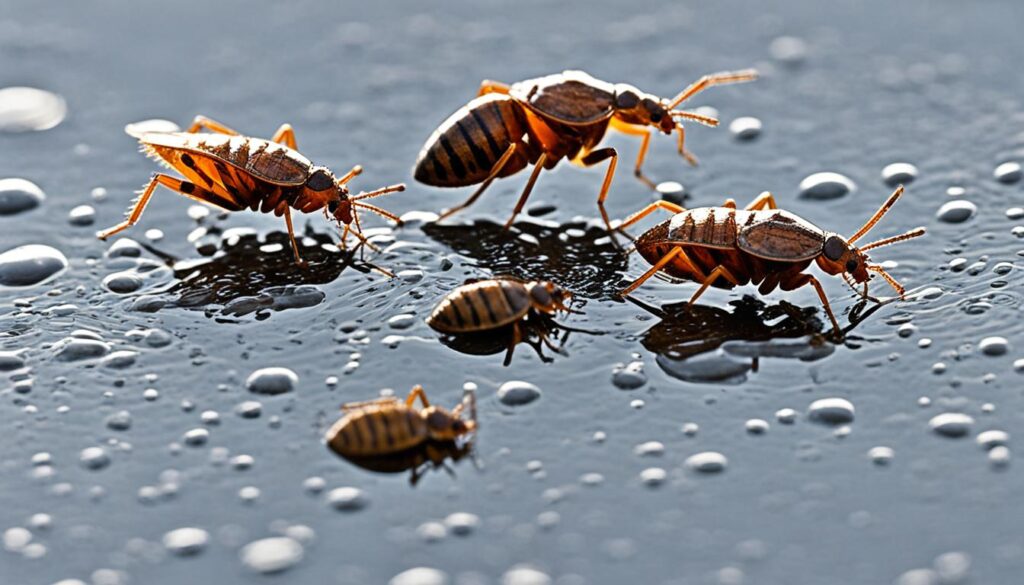 bed bugs drowning in water